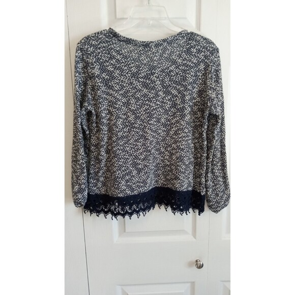Cato‎ Knit blue and white blend fringe bottom swoop neck - Picture 6 of 6